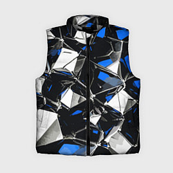 Женский жилет Сине-белый паттерн на чёрном фоне, цвет: 3D-светло-серый