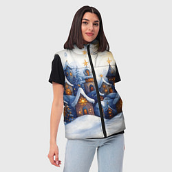 Женский жилет Снежный новогодний городок, цвет: 3D-светло-серый — фото 2