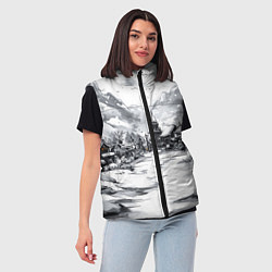 Женский жилет Город в снегу перед новым годом, цвет: 3D-светло-серый — фото 2
