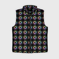 Женский жилет Разноцветные звёзды на чёрном фоне