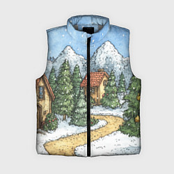 Женский жилет Новогодний пейзаж, цвет: 3D-светло-серый