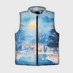 Женский жилет Новогодняя атмосфера - акварель, цвет: 3D-светло-серый