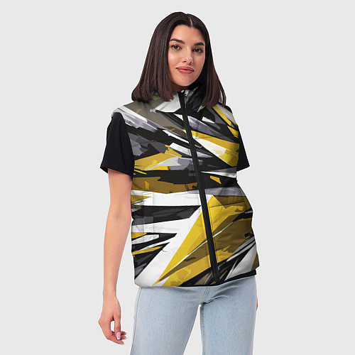 Женский жилет Чёрно-жёлто-белая абстракция / 3D-Красный – фото 3