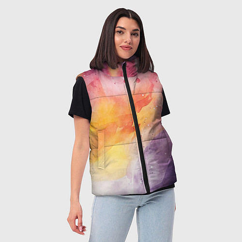 Женский жилет Краски акварели / 3D-Черный – фото 3