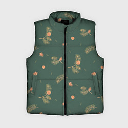 Женский жилет Сосновые ветки и шишки, цвет: 3D-черный