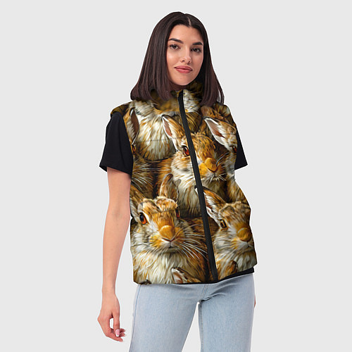 Женский жилет Зайцы / 3D-Светло-серый – фото 3