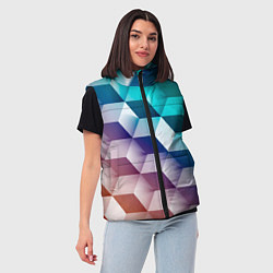 Женский жилет Объёмные разноцветные градиентные кубы, цвет: 3D-светло-серый — фото 2