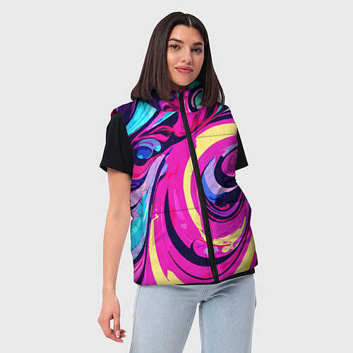 Женский жилет Сине-розовый узор / 3D-Красный – фото 3