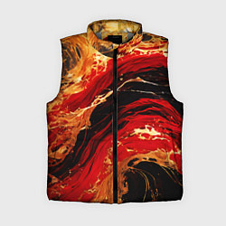 Женский жилет Красно-золотые брызги на чёрном фоне, цвет: 3D-светло-серый