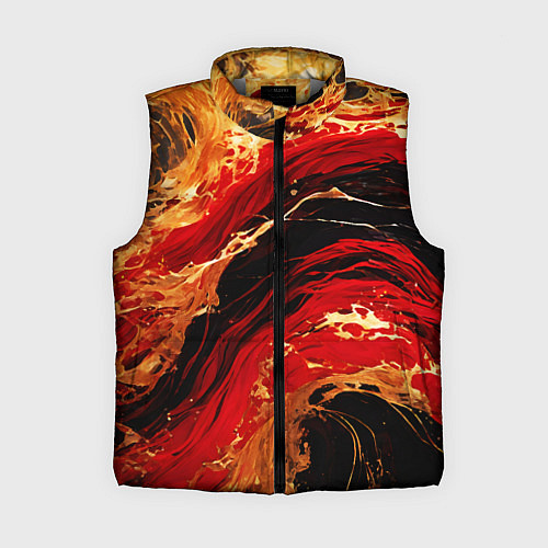 Женский жилет Красно-золотые брызги на чёрном фоне / 3D-Светло-серый – фото 1