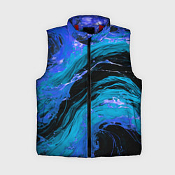 Женский жилет Синие брызги на чёрном фоне, цвет: 3D-красный