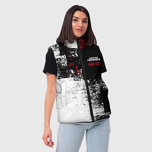 Женский жилет Arctic Monkeys - Красные и белые помехи / 3D-Красный – фото 3