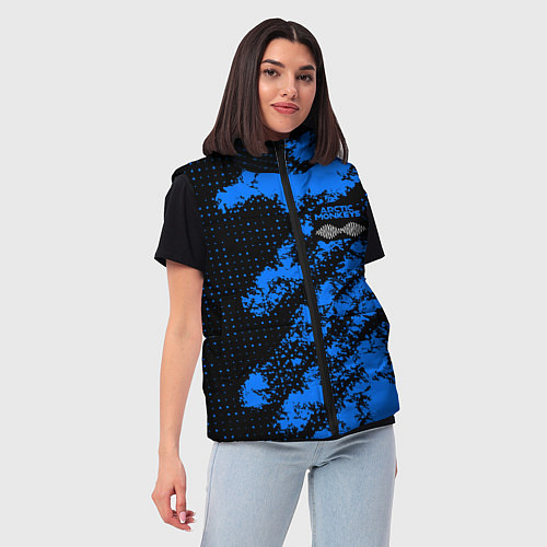 Женский жилет Arctic Monkeys - Синий камуфляж / 3D-Красный – фото 3