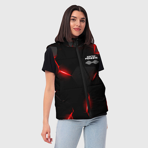 Женский жилет Arctic Monkeys - неоново красные плиты / 3D-Красный – фото 3