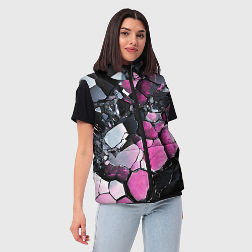 Женский жилет Чёрно-розовый камень / 3D-Черный – фото 3