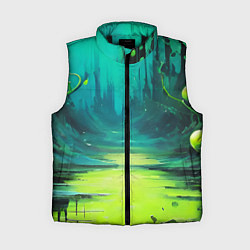 Женский жилет Зелёная кислотная абстракция, цвет: 3D-черный