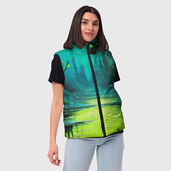 Женский жилет Зелёная кислотная абстракция, цвет: 3D-черный — фото 2