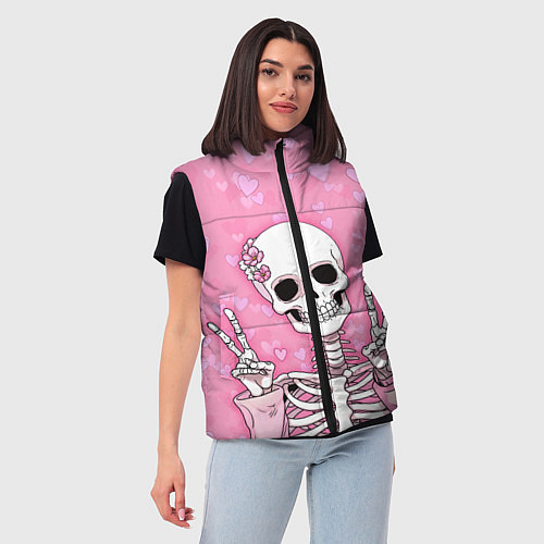 Женский жилет Скелет-милашка / 3D-Черный – фото 3