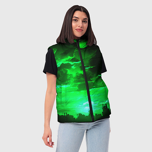 Женский жилет Кислотный зелёный закат / 3D-Черный – фото 3