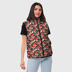 Женский жилет Новогодние мухоморы колпаки, цвет: 3D-черный — фото 2