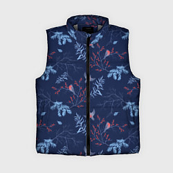 Женский жилет Зимние ветки и птицы, цвет: 3D-светло-серый