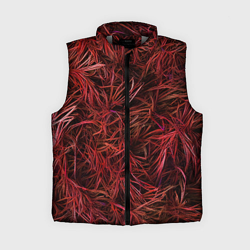 Женский жилет Красная трава на чёрном фоне / 3D-Светло-серый – фото 1