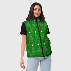 Женский жилет Новогодний ёлочный паттерн, цвет: 3D-черный — фото 2