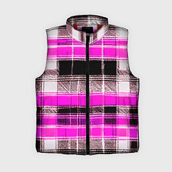 Женский жилет Белые полосы на чёрно-розовом фоне