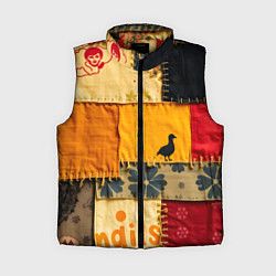 Женский жилет Пэчворк с птичкой