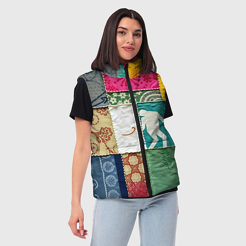 Женский жилет Пэчворк с человечком / 3D-Красный – фото 3