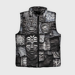 Женский жилет Пэчворк с африканскими масками, цвет: 3D-светло-серый