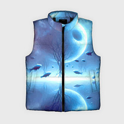 Женский жилет Луна и рыбы - нейроарт фантазия, цвет: 3D-черный