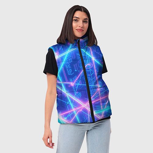 Женский жилет Неоновые провода / 3D-Черный – фото 3