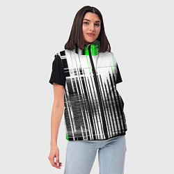 Женский жилет Зелёно-чёрный гранж на белом фоне, цвет: 3D-черный — фото 2