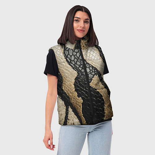 Женский жилет В коже рептилии / 3D-Светло-серый – фото 3