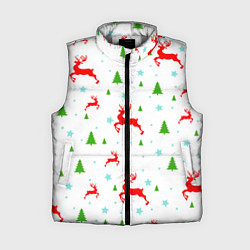 Женский жилет Новогодние олени с ёлками, цвет: 3D-светло-серый