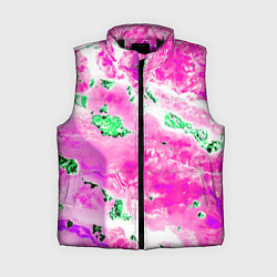Женский жилет Розово-зелёная абстракция, цвет: 3D-черный