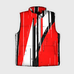 Женский жилет Чёрно-белые вертикальные полосы на красном фоне