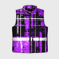 Женский жилет Фиолетово-белый гранж на чёрном фоне