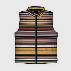 Женский жилет Жёлто-зелёный текстурные полосы, цвет: 3D-черный