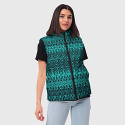 Женский жилет Бирюзовый узоры, цвет: 3D-черный — фото 2