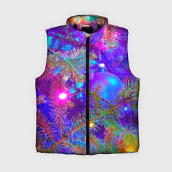 Женский жилет Новогоднее свечение гирлянд, цвет: 3D-черный
