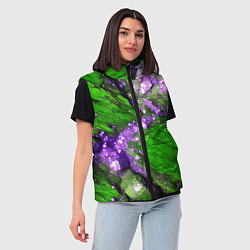 Женский жилет Фиолетовый минерал в зелёном камне, цвет: 3D-черный — фото 2