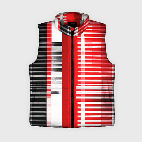 Женский жилет Белые полосы на чёрно-красном фоне / 3D-Светло-серый – фото 1