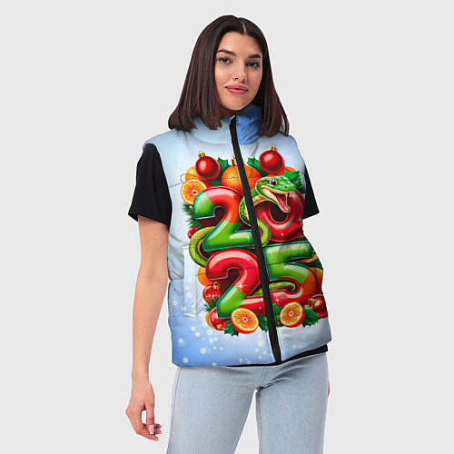 Женский жилет Змеи к нам приходят 2025 / 3D-Красный – фото 3
