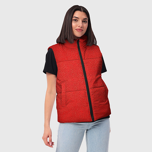 Женский жилет Красная кожаная текстура / 3D-Светло-серый – фото 3