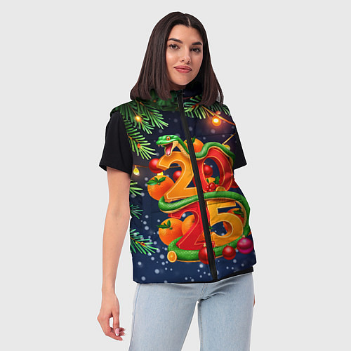 Женский жилет Змея и мандарины 2025 / 3D-Черный – фото 3