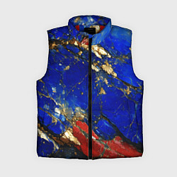 Женский жилет Золотой и красный минерал в синем камне, цвет: 3D-красный