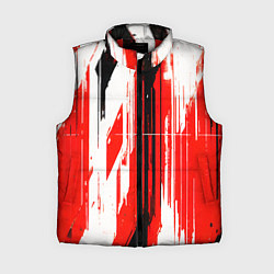 Женский жилет Вертикальные чёрно-белые линии на красном фоне, цвет: 3D-красный