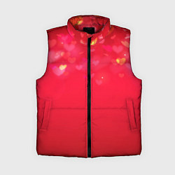 Женский жилет Красный градиент с падающими сердечками, цвет: 3D-красный